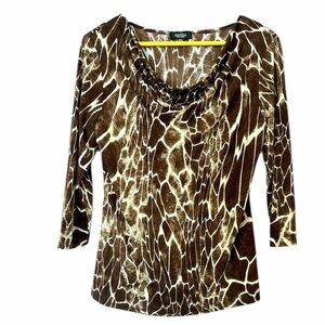 Peak & Peak Giraffe Print Blouse – Size‎ Medium